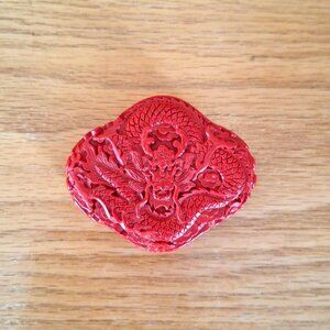 Vintage Chinese Cinnabar Dragon Trinket Box
